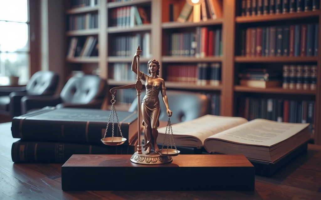 Symbolbild Justizia Waage und Gesetzbuch